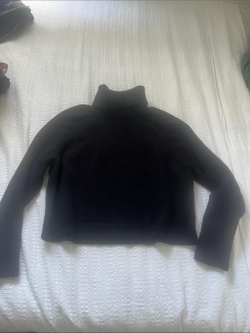 Cropped Black Turtleneck Sweater - Women's Cozy Knit